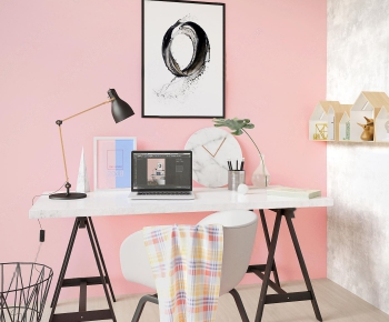 Nordic Style Computer Desk And Chair-ID:635918411