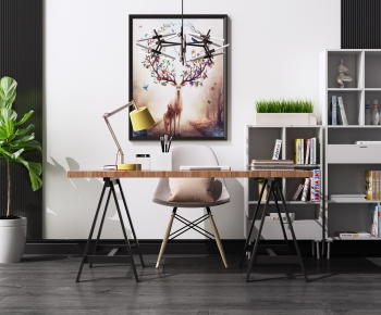 Nordic Style Computer Desk And Chair-ID:531046472
