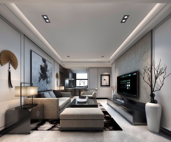 New Chinese Style A Living Room-ID:557401815