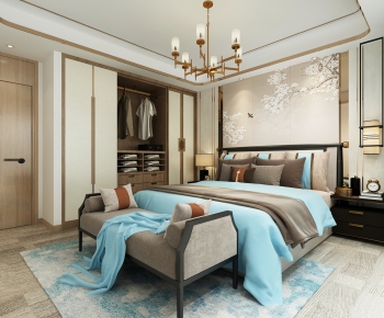 New Chinese Style Bedroom-ID:382936934