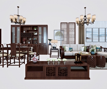 New Chinese Style Sofa Combination-ID:456374546