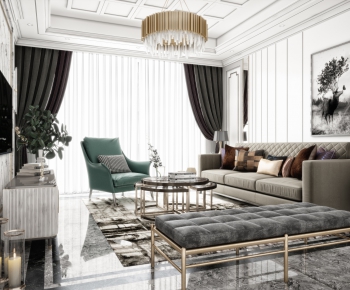 Simple European Style A Living Room-ID:693357941