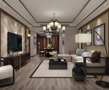 New Chinese Style A Living Room-ID:920590317