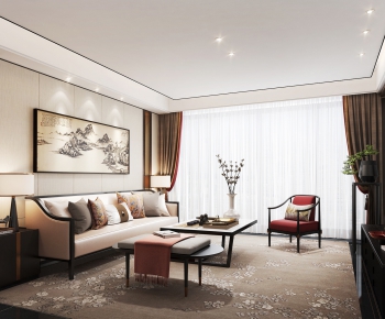 New Chinese Style A Living Room-ID:706383981