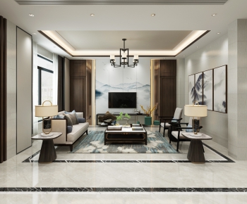 New Chinese Style A Living Room-ID:492319784