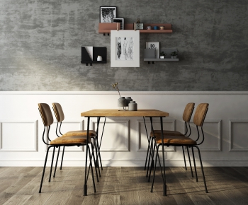 Industrial Style Dining Table And Chairs-ID:425869825