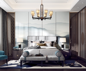 New Chinese Style Bedroom-ID:758463992