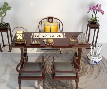 Chinese Style Computer Desk And Chair-ID:387698525