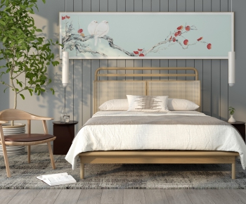 New Chinese Style Double Bed-ID:730339421