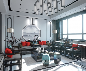 New Chinese Style A Living Room-ID:306661276