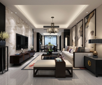 New Chinese Style A Living Room-ID:885917724