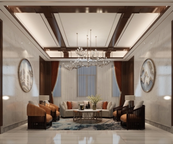 New Chinese Style A Living Room-ID:379950654