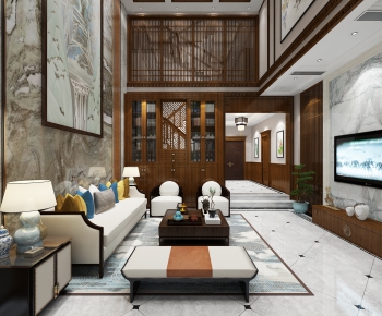 New Chinese Style A Living Room-ID:304970547