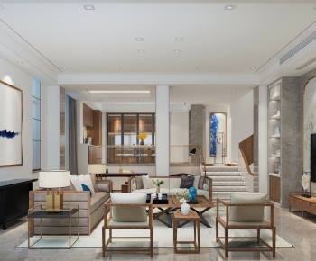 New Chinese Style A Living Room-ID:535243365