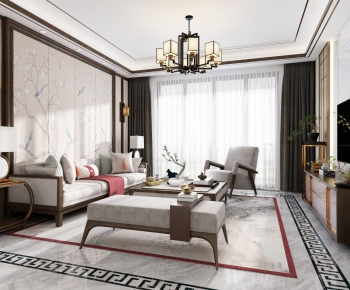 New Chinese Style A Living Room-ID:452783969