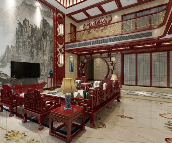 Chinese Style A Living Room-ID:718644197