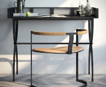 Industrial Style Computer Desk And Chair-ID:747484213