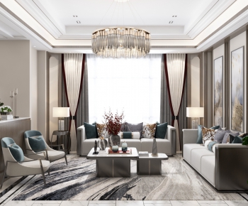 New Chinese Style A Living Room-ID:958326982