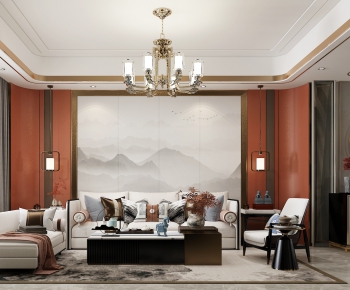 New Chinese Style A Living Room-ID:404224921