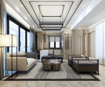 New Chinese Style A Living Room-ID:640896855