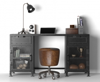 Industrial Style Computer Desk And Chair-ID:702231737