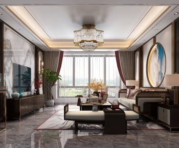 New Chinese Style A Living Room-ID:533079199