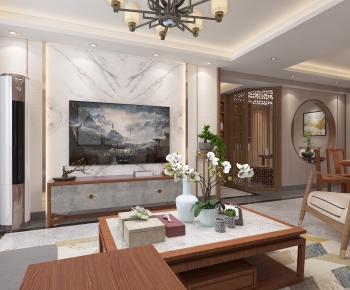 New Chinese Style A Living Room-ID:503282964