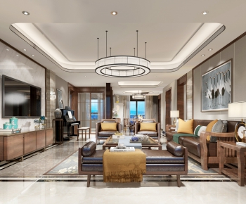 New Chinese Style A Living Room-ID:583075984