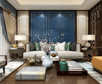 New Chinese Style A Living Room-ID:692253469