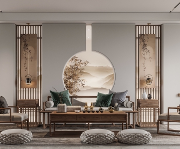 New Chinese Style A Living Room-ID:362408759