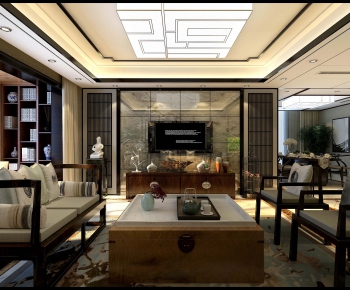 New Chinese Style A Living Room-ID:887209815