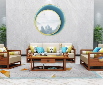 New Chinese Style Sofa Combination-ID:589637384