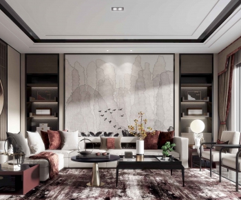 New Chinese Style A Living Room-ID:611469676