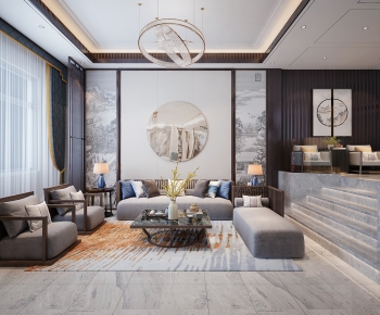 New Chinese Style A Living Room-ID:769345455