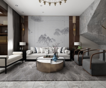 New Chinese Style A Living Room-ID:983088798