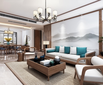 New Chinese Style A Living Room-ID:254756993