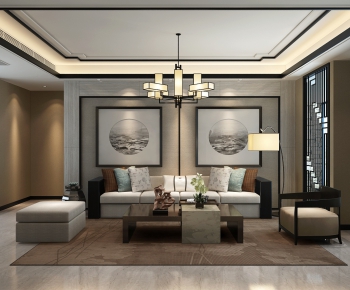 New Chinese Style A Living Room-ID:745338354