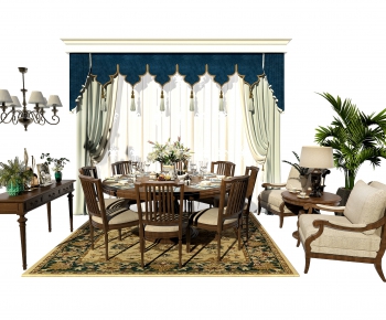 American Style Dining Table And Chairs-ID:487259942