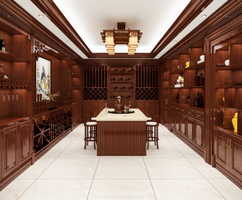 Chinese Style Wine Cellar/Wine Tasting Room-ID:737242476