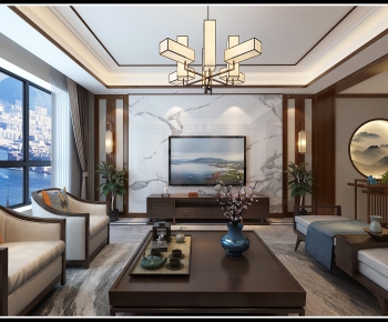 New Chinese Style A Living Room-ID:234449399