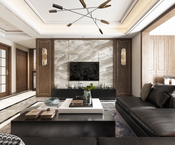 New Chinese Style A Living Room-ID:711864419