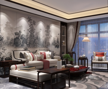 New Chinese Style A Living Room-ID:686741184