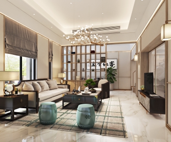 New Chinese Style A Living Room-ID:322248827