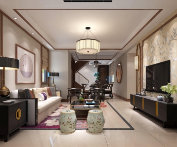 New Chinese Style A Living Room-ID:231224479