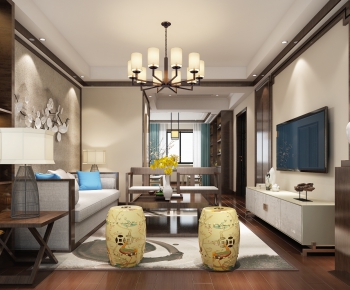 New Chinese Style A Living Room-ID:900330632