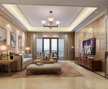 New Chinese Style A Living Room-ID:814525645