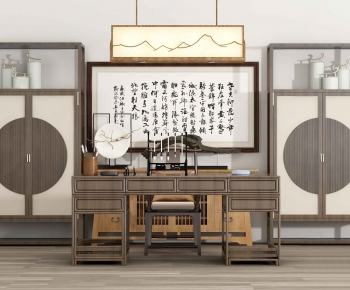 New Chinese Style Computer Desk And Chair-ID:342852267
