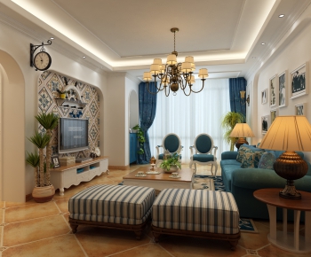 Mediterranean Style A Living Room-ID:676332723