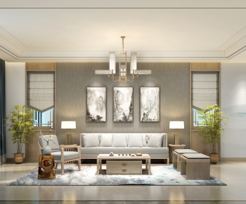 New Chinese Style A Living Room-ID:699629931