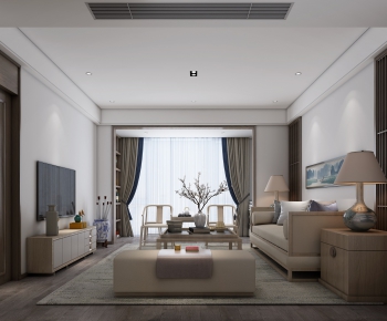 New Chinese Style A Living Room-ID:251887998